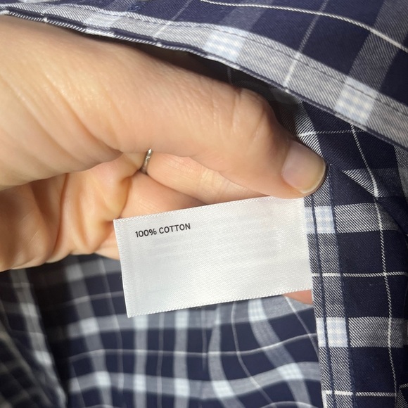 Duluth Trading Blue Plaid Wrinkle Fighter Relaxed Fit Button Down L - Picture 9 of 14